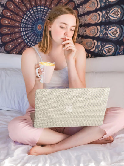 Zaščitni Ovitek za Apple MacBook Air 15 M2/M3 A2941 A3114 – PVC Usnje Tartan z Zaščito Tipkovnice Bež