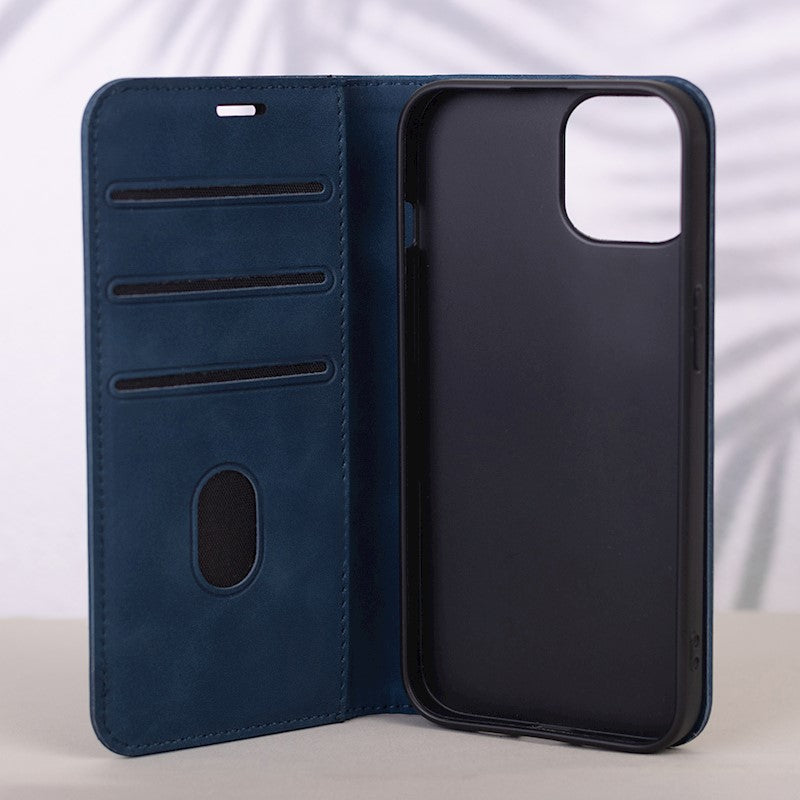 Preklopna torbica za Honor 600 / 600 Pro, semiš – temno modra