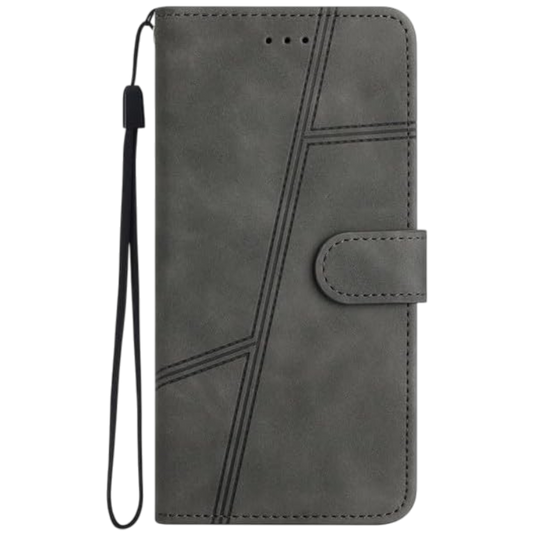 Preklopna torbica "stitched" za Google Pixel 7A, črna – Infostyle – Črna / Ekološko usnje + TPU silikon