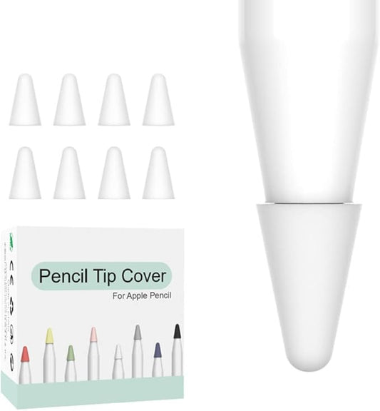 Silikonske konice za Apple Pencil – 8 kos, zaščita konice, visoka občutljivost, bele