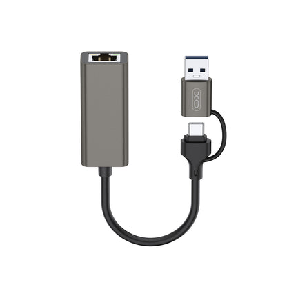 XO HUB018 USB-C/USB na RJ45 adapter 2v1