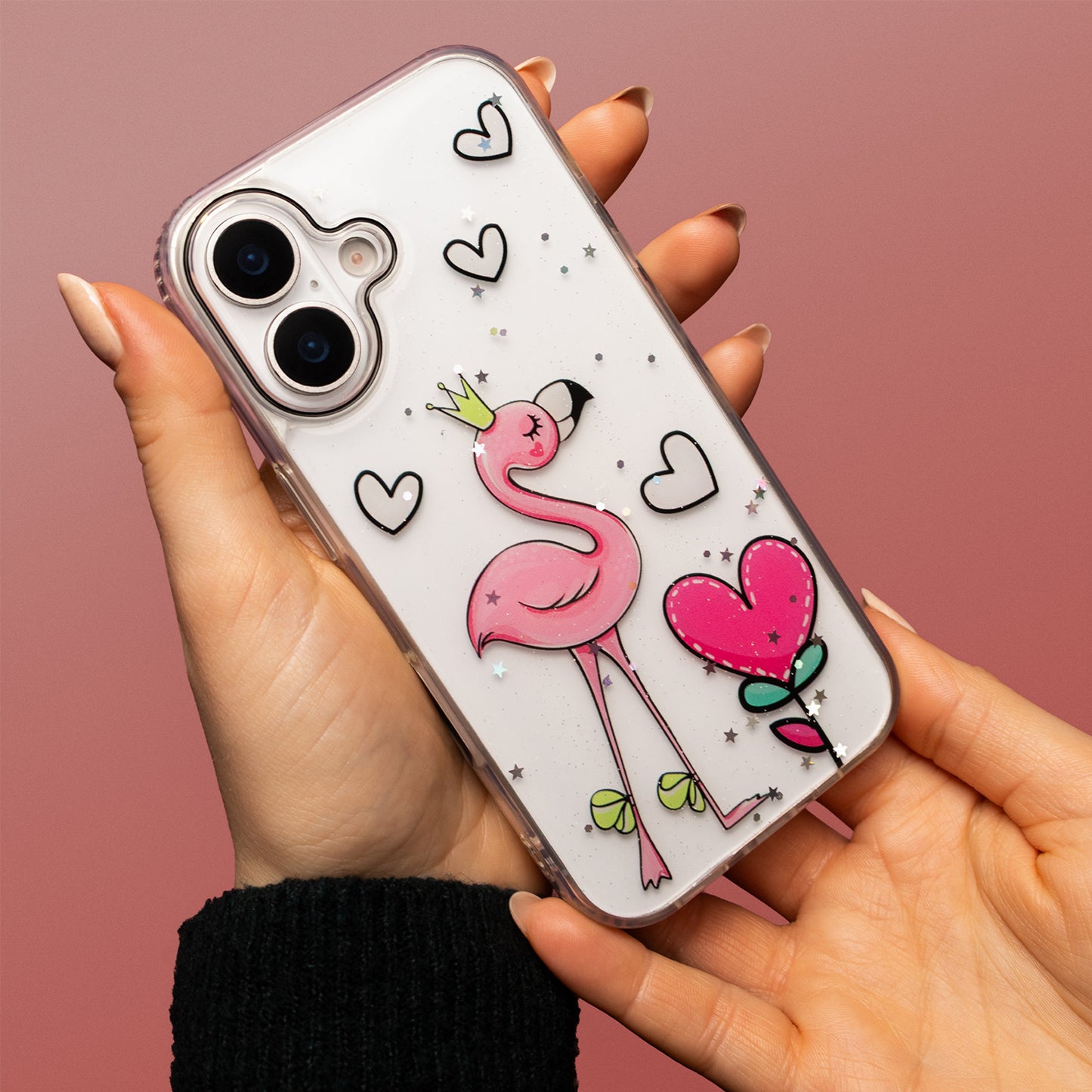 Ultra Trendy Love 2 ovitek za iPhone 17 6,3" - prozoren 3D dizajn s srčki