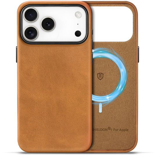 Ovitek-SHIELDON-iz-pravega-usnja-za-iPhone-17-Pro-Max-retro-svetlo-rjava:Ovitek SHIELDON iz pravega usnja za iPhone 17 Pro Max - retro svetlo rjava