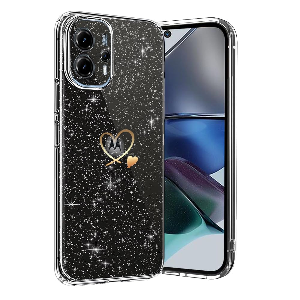 CaseLover prozirna svjetlucava maskica za Motorola Moto G23/G13 – TPU srca, zaštitna