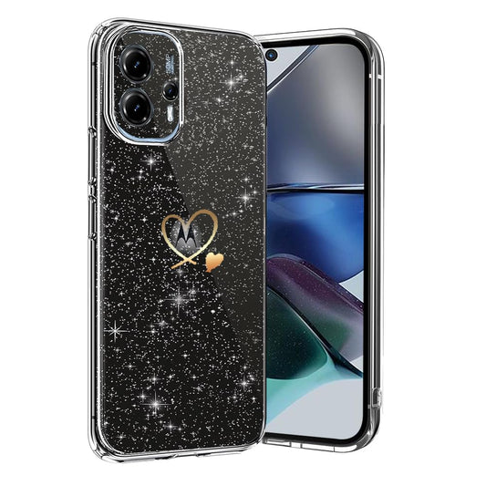 CaseLover prozirna svjetlucava maskica za Motorola Moto G23/G13 – TPU srca, zaštitna