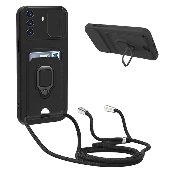 Ovitek BigCousin za Xiaomi Redmi Note 12 5G – črn, zaščita kamere, 360° vrtljivo stojalo