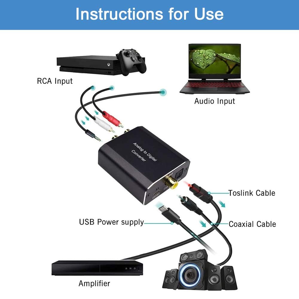 AMANKA analogni-digitalni audio pretvarač RCA + 3,5 mm na Toslink/SPDIF