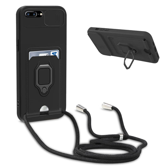 Ovitek Bigcousin z vrvico za iPhone 6, 6s Plus, 7 Plus in 8 Plus v èrni barvi