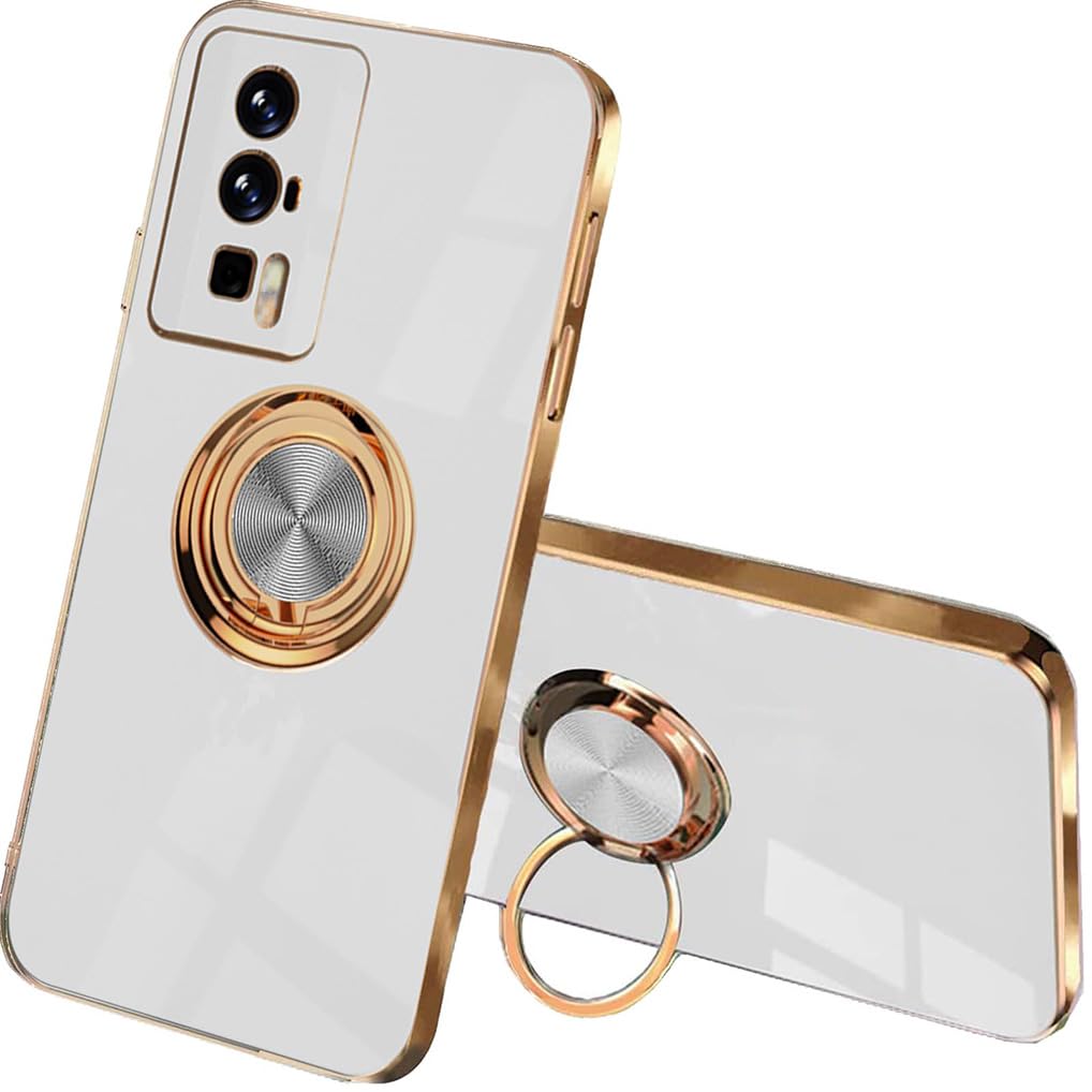 SEAHAI futrola za Xiaomi POCO F5 Pro 5G – ultra tanka TPU maska s prstenom i magnetskim stalkom, bijela