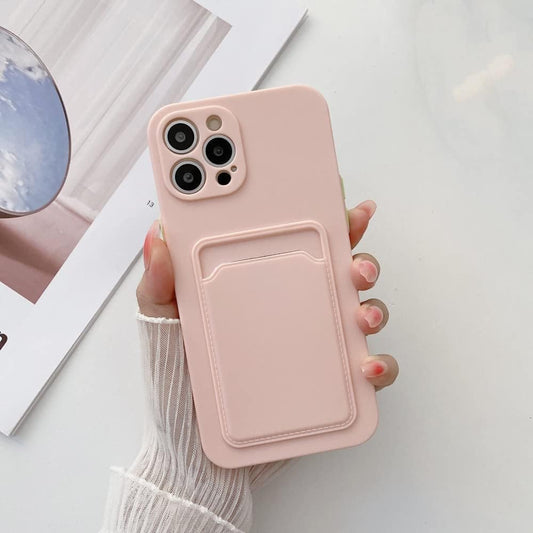 Silikonska maska s džepićem za kartice za iPhone 7 / 8 / SE 2020 – roza