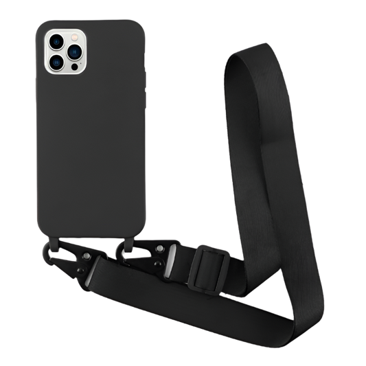 Ovitek za telefon s trakom "Bigcousin" iPhone 14 Pro – Črna