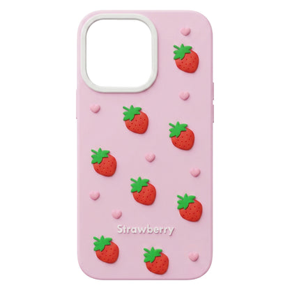 3D Strawberry ovitek za iPhone 16 6,1" roza