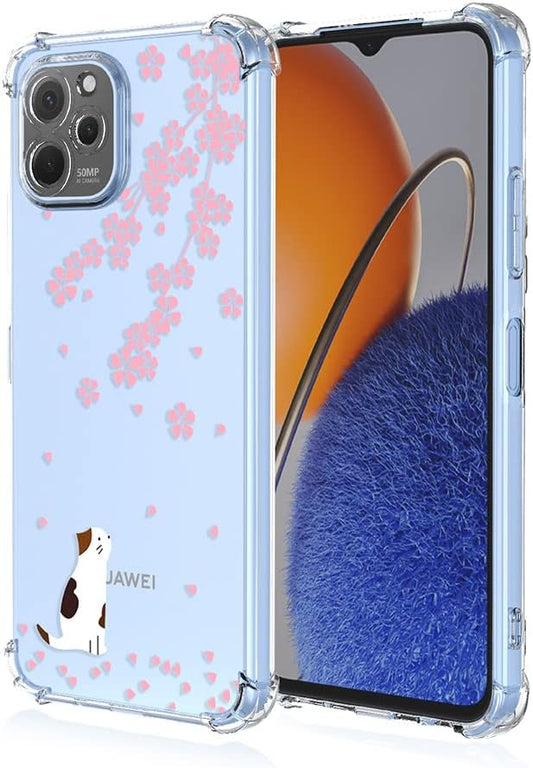 HAOYE ovitek za Huawei Nova Y61 - Prozoren TPU ovitek Mačka Sakura