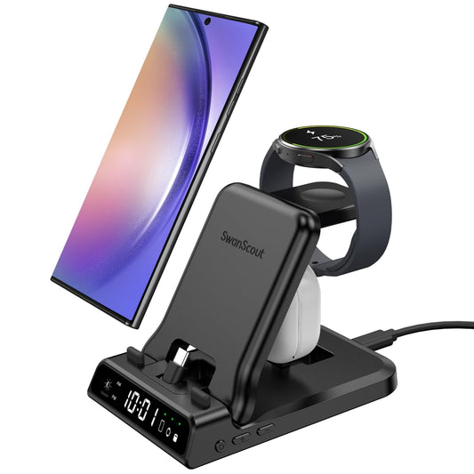 SwanScout-25W-USB-C-hitra-polnilna-postaja-3v1-Samsung-crna