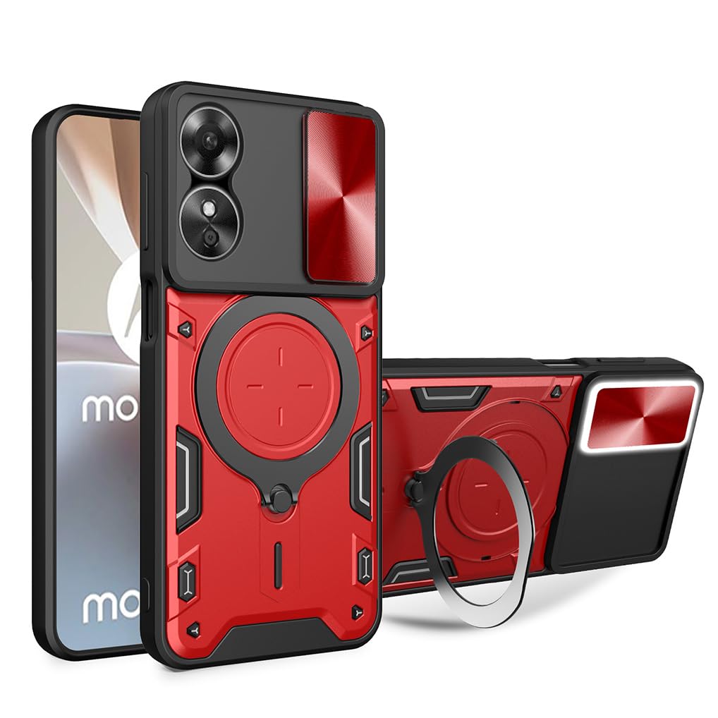 Hibridni-trdi-PC-ovitek-drsni-pokrov-kamere-magnetno-stojalo-Realme-C3-rdeca