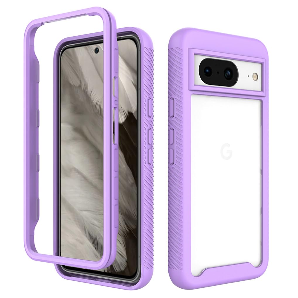 SEAHAI prozirna futrola za Google Pixel 8 – vojna zaštita, TPU+PC, svijetloljubičasta