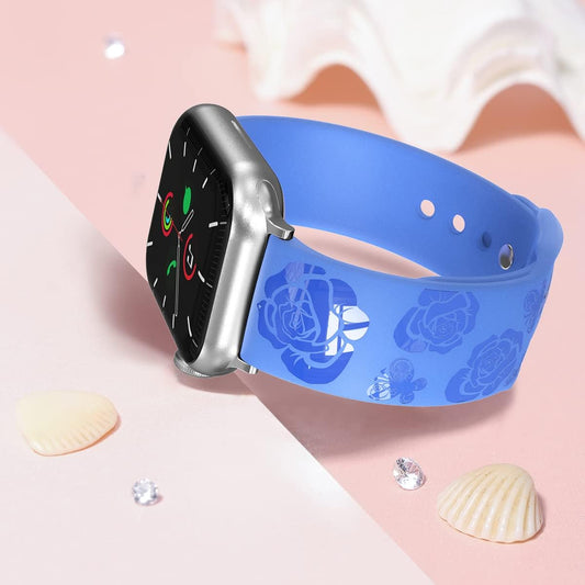 HALLEAST pašček “Cvetje” za Apple Watch 38/40/41 mm – modra