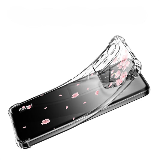 ilikonski prozoren zaščitni ovitek »Roza cvetlice« za Motorola Moto G54 5G