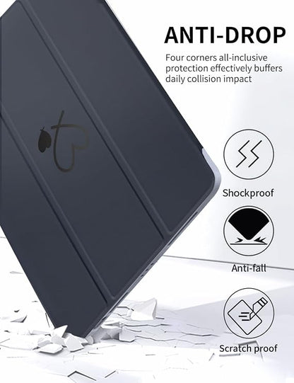Ovitek za iPad Air 11 M2 2024 / iPad Pro 11 – Prozoren Zadnji Pokrov z Držalom za Pisalo, Temno Moder
