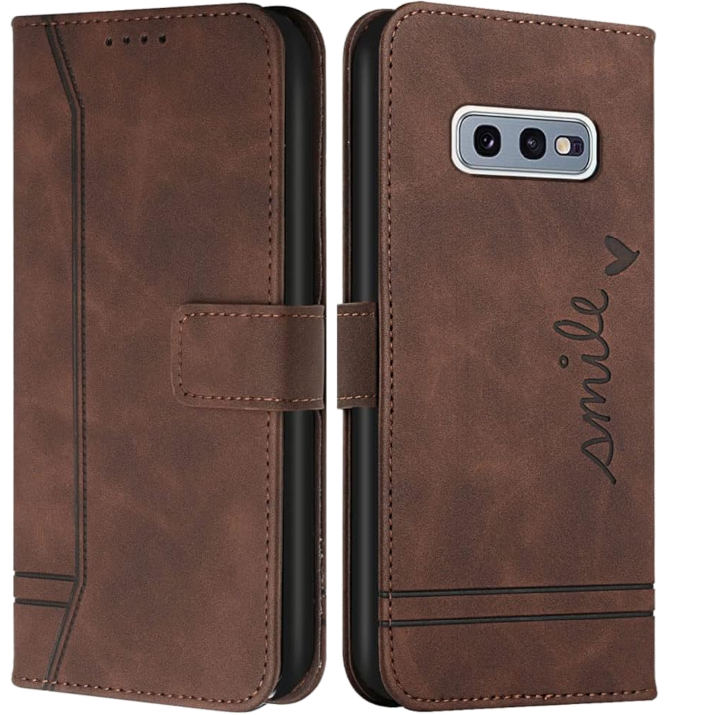 Preklopna torbica "Smile" za Samsung Galaxy S10e, temno rjava – Infostyle – Temno rjava