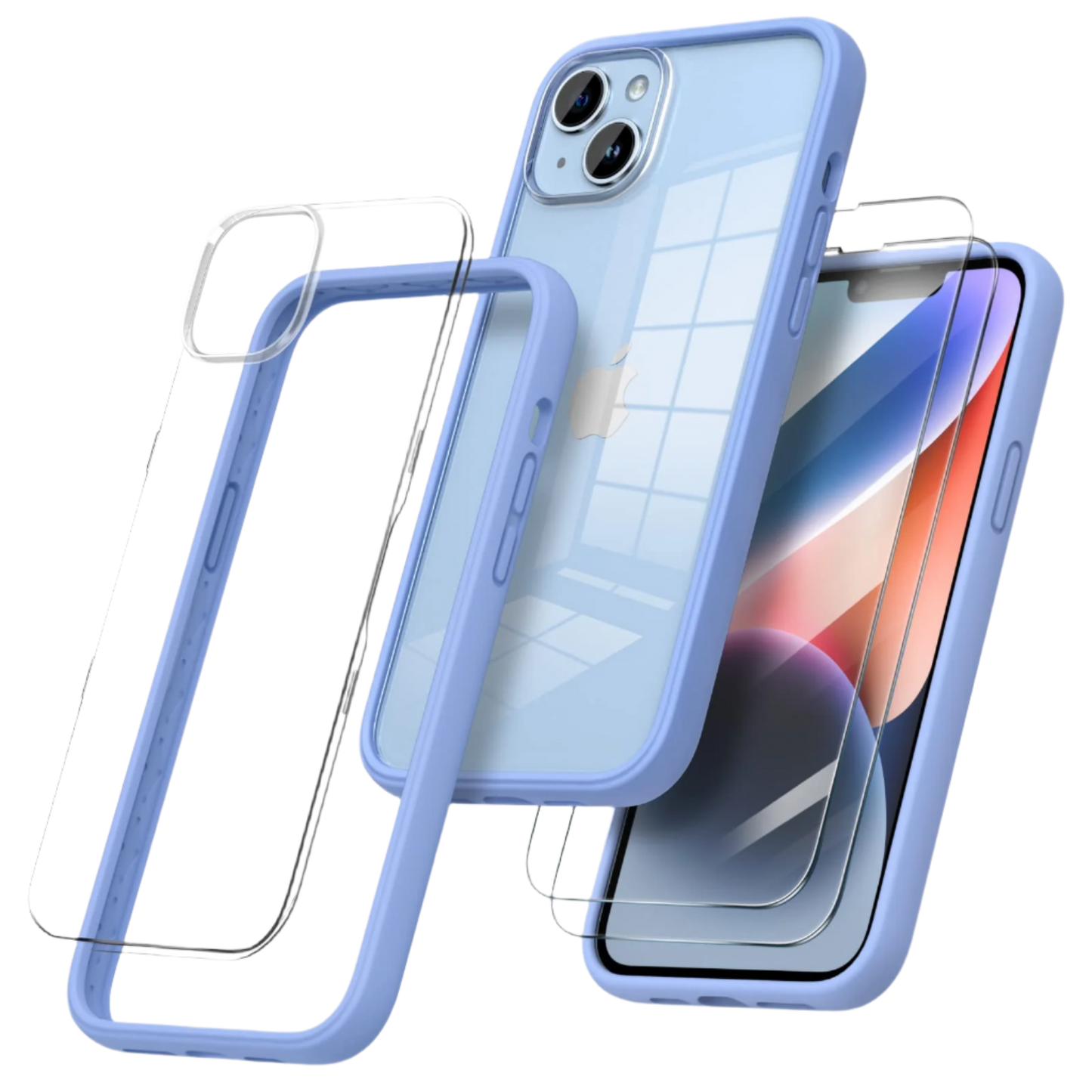 Ovitek za telefon + 2x zaščitno steklo "ORNARTO" iPhone 14 Plus – Infostyle – Modra