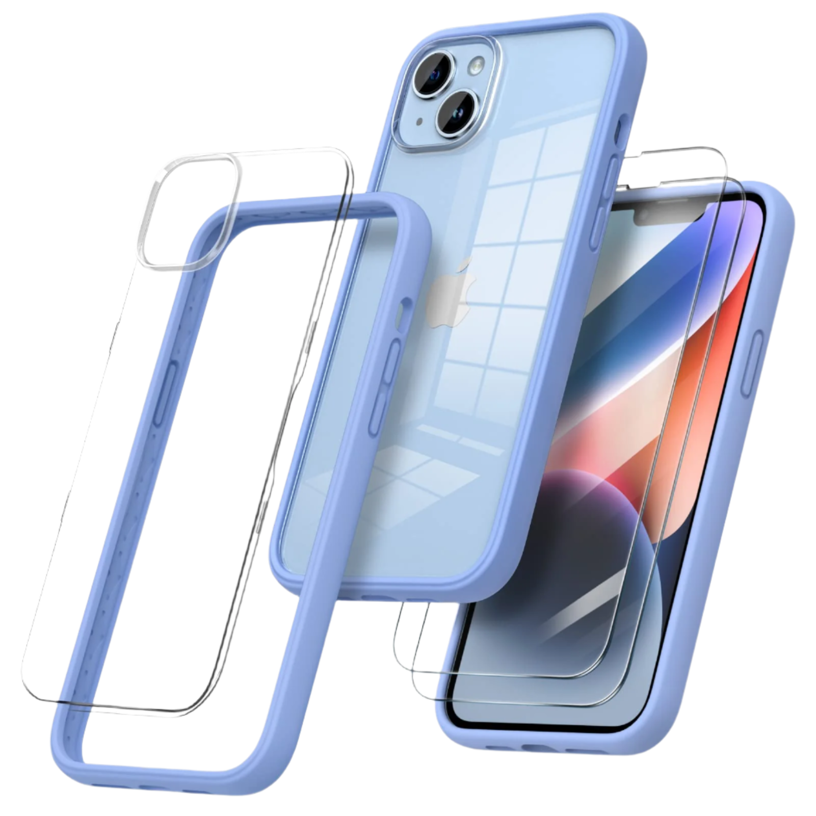 Ovitek za telefon + 2x zaščitno steklo "ORNARTO" iPhone 14 Plus – Infostyle – Modra