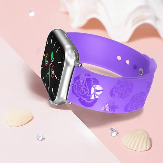 HALLEAST pašček Glitter Flower z ohišjem za Apple Watch 38/40/41 mm – vijolična