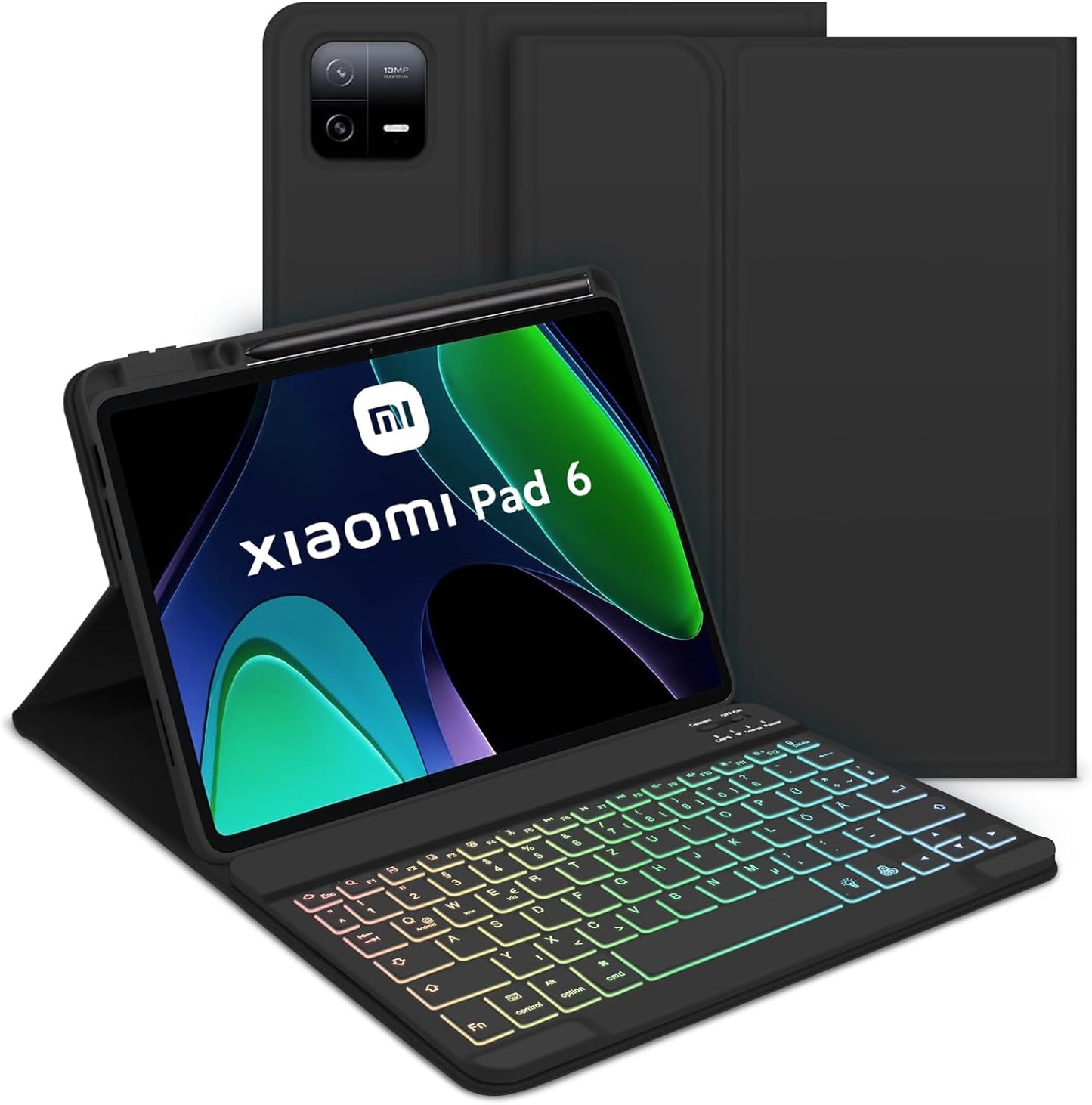 GOOJODOQ ovitek z tipkovnico Xiaomi Pad 6 / 6 Pro – osvetljen QWERTZ, črn
