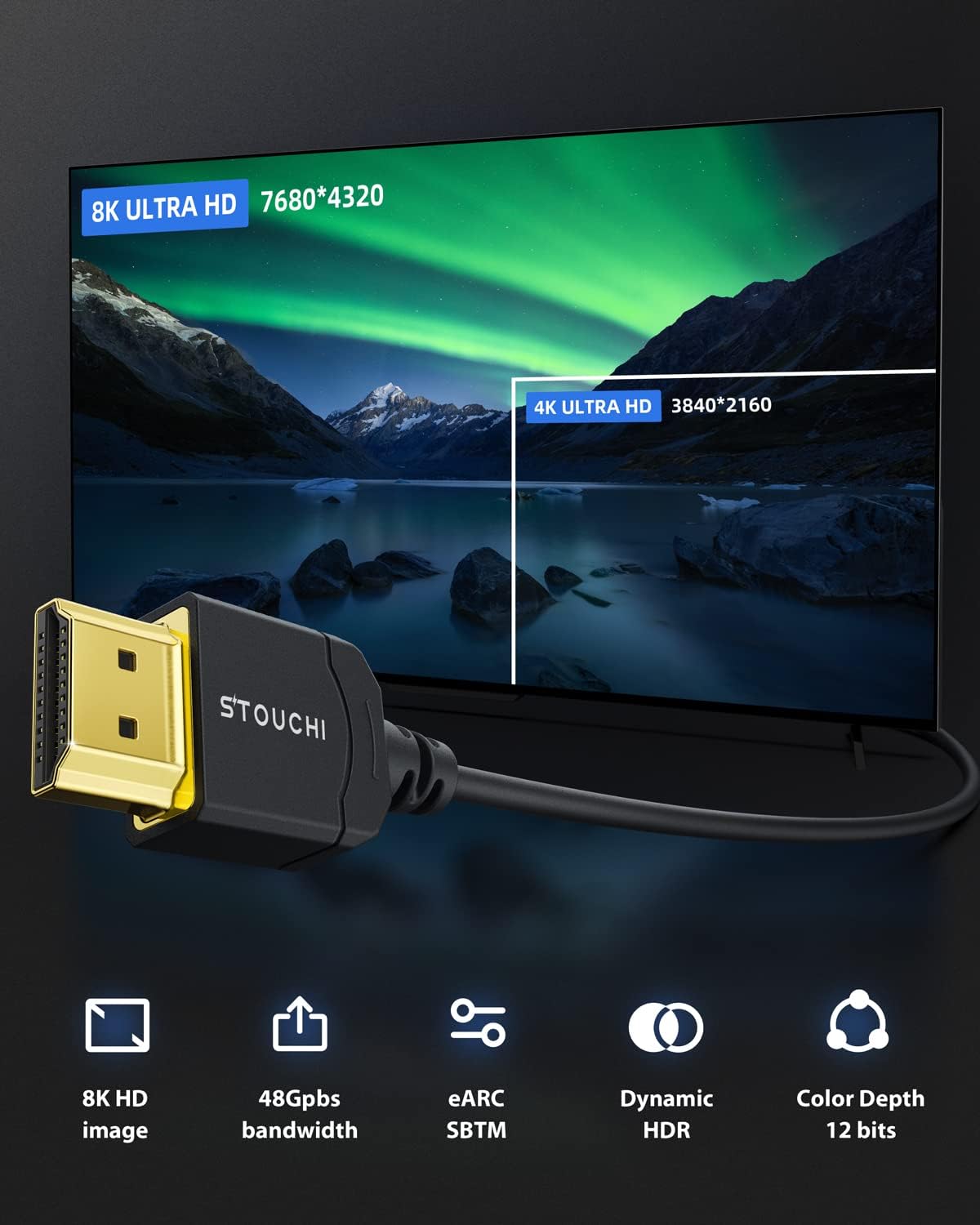 Ultra tanek HDMI kabel 2.1, 8K 1m – Stouchi