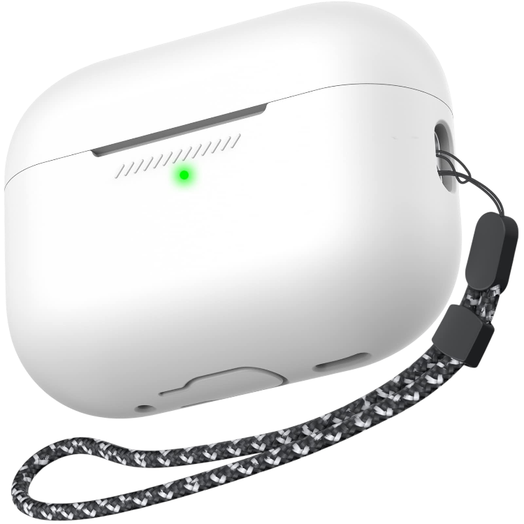 Silikonski ovitek s paščkom za slušalke "Skin" AirPods Pro 2 – Infostyle – Bela