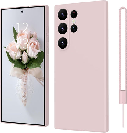 ElestBela silikonski ovitek za Samsung Galaxy S24 Ultra – ultra tanek zaščitni ovitek z mikrovlakni (roza)