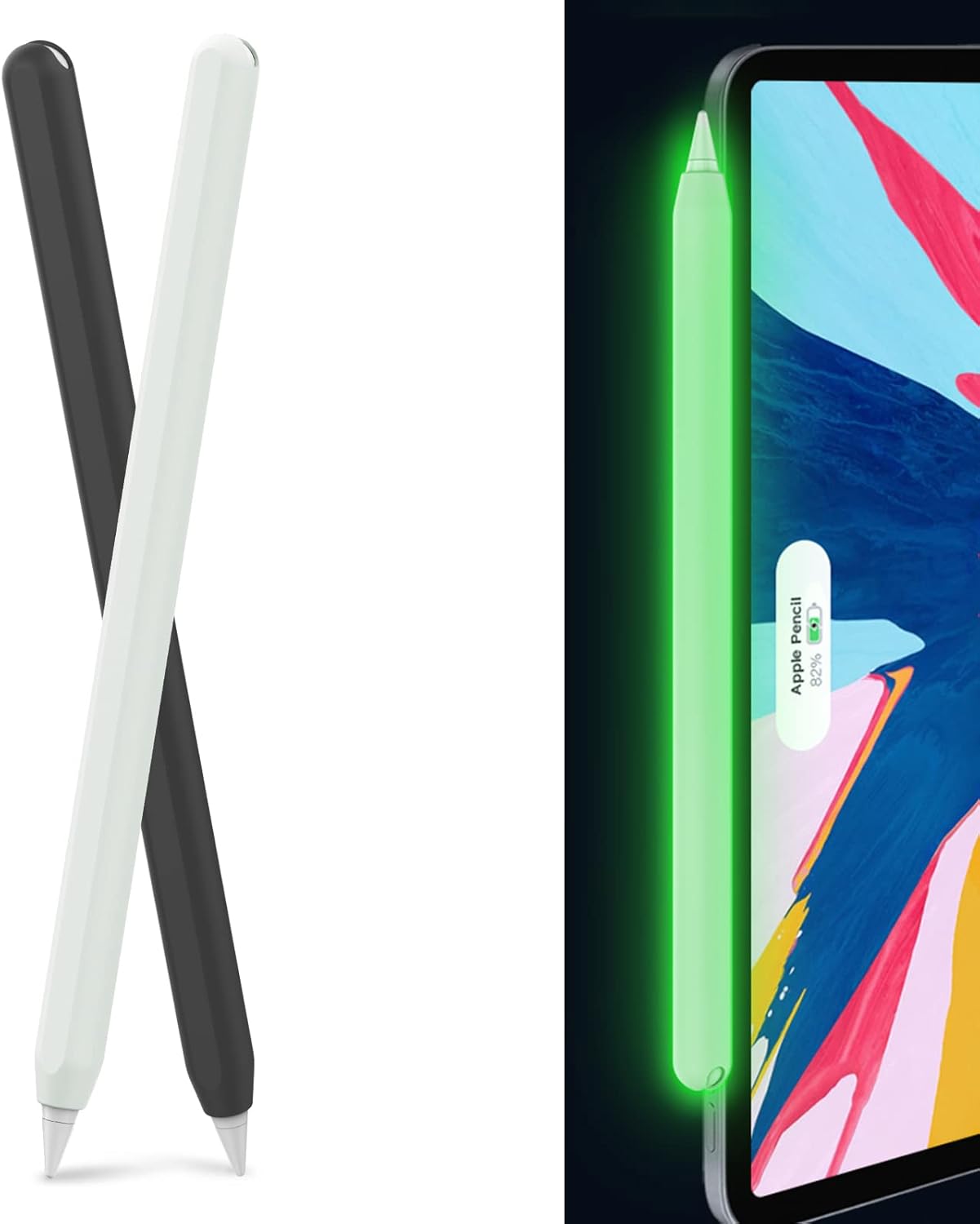 AhaStyle Silikonska futrola za Apple Pencil 2. Gen & Apple Pencil Pro (2024) – Crna & Svijetlozelena (2 komada)