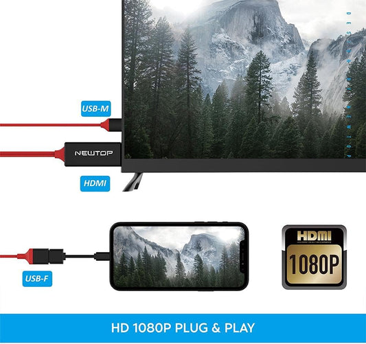 NEWTOP HM05 HDMI zrcalni adapter TV/Monitor/Projektor – Full HD 1080p, USB, MHL za iOS i Android