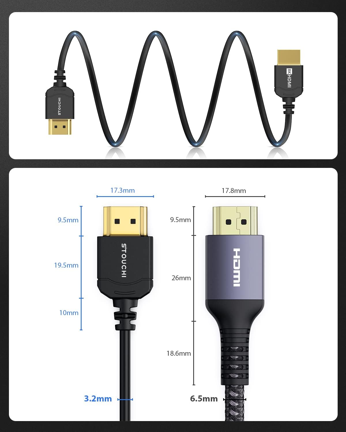 Ultra tanek HDMI kabel 2.1, 8K 1m – Stouchi