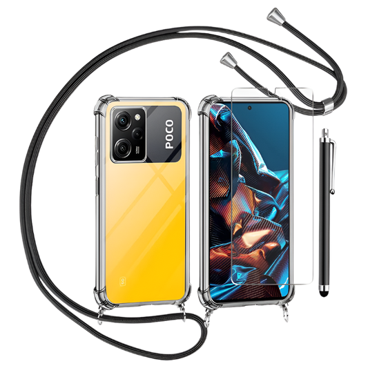 Ovitek z vrvico + zaščitno steklo + pisalo za Xiaomi POCO X5 Pro 5G/Redmi Note 12 Pro 5G – Infostyle – Prozorna