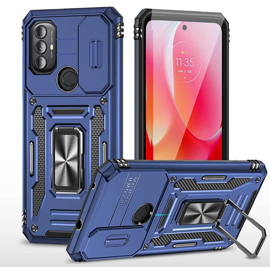 BigCousin maskica za Motorola Moto G Pure – plava, zaštita kamere s 360° rotirajućim stalkom