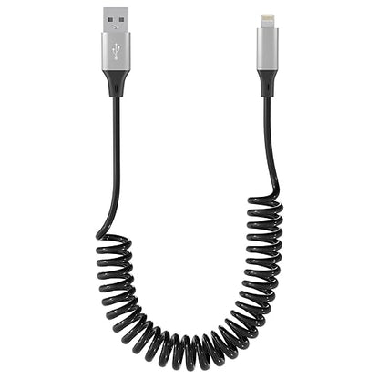 Spiralni Lightning kabel za iPhone MFi CarPlay USB – rastezljiv 0.4–1.2 m