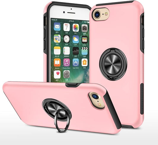 AOUIA maskica s stalkom za iPhone SE/7/8 (2020/2022), ružičasta, zaštita od udaraca i magnetni nosač