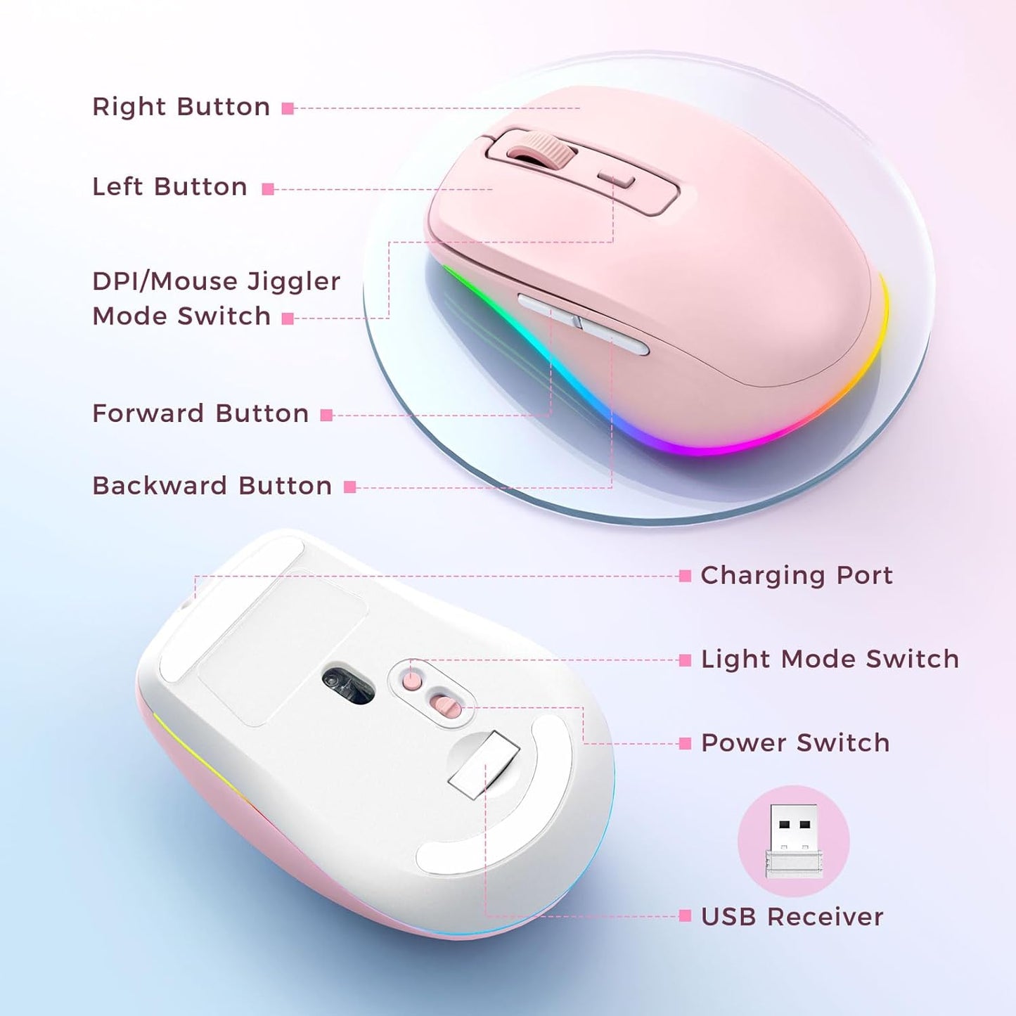 Brezžična miška z LED lučkami "Seenda" – Infostyle