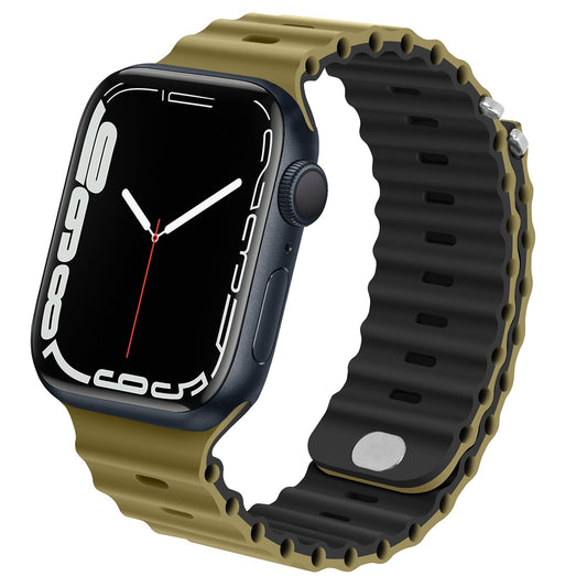 Anlinser silikonski pašček za Apple Watch 41mm / 40mm / 38mm – športna zapestnica olive/črna