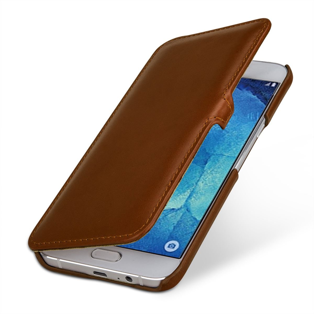 StilGut usnjena preklopna torbica “Book Type” za Samsung Galaxy A8 (2015) – sponka, konjak rjava