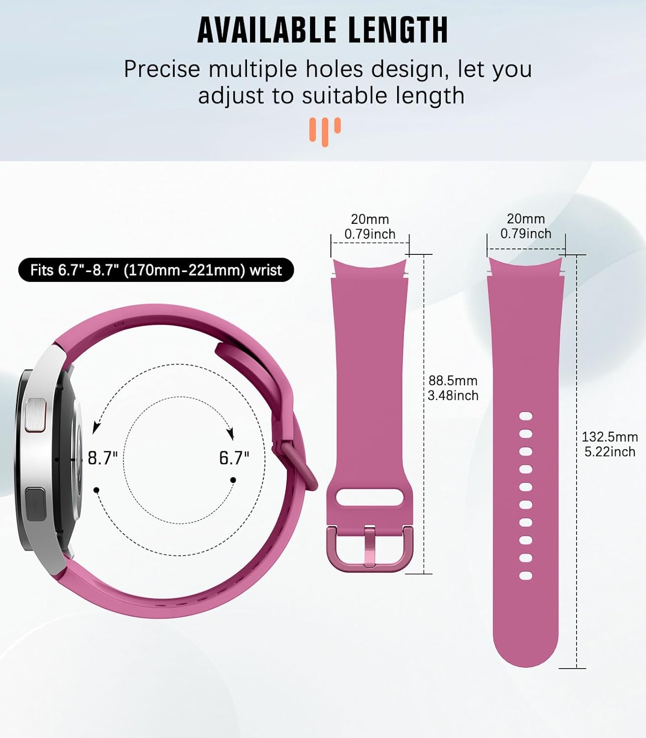 Pašček za Samsung Galaxy Watch 6 40 mm 44 mm, Galaxy Watch 6 classic 43 mm 47 mm, Galaxy Watch 5 Pro/Watch 4/Watch 4 Cla