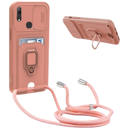 Ovitek "Bigcousin" z vrvico za Huawei Y7 2019 – Roza