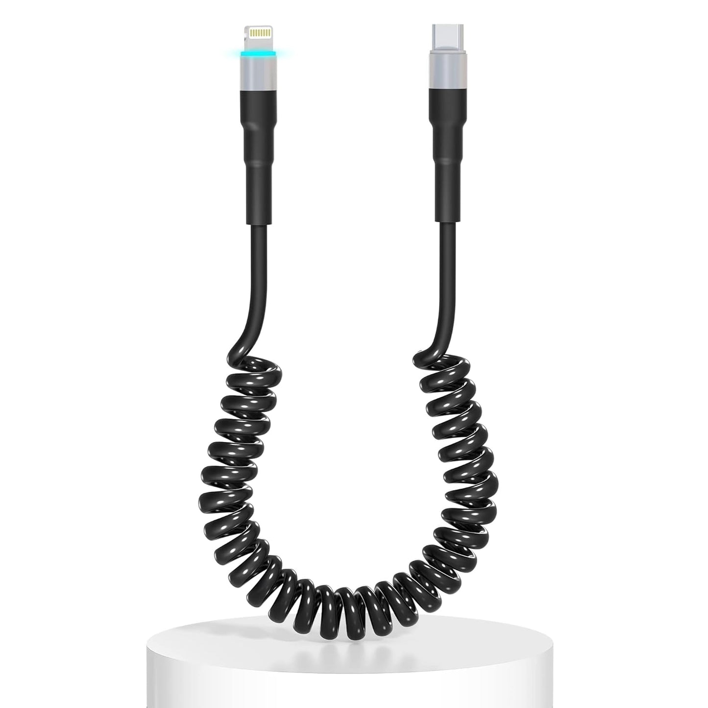 Spiralni USB-C na Lightning kabel 0,4–1,2 m [Apple MFi] – CarPlay, LED, hitro polnjenje PD