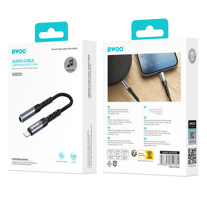 BWOO BZ48 Lightning na AUX 3,5 mm adapter črn | Avdio kabel