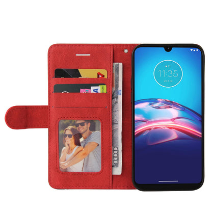 Preklopna torbica za Motorola Moto E 2020 iz umetnega usnja – rdeča