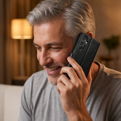 Usnjena preklopna torbica za Honor 600 Lite, Smart Luxe – črna