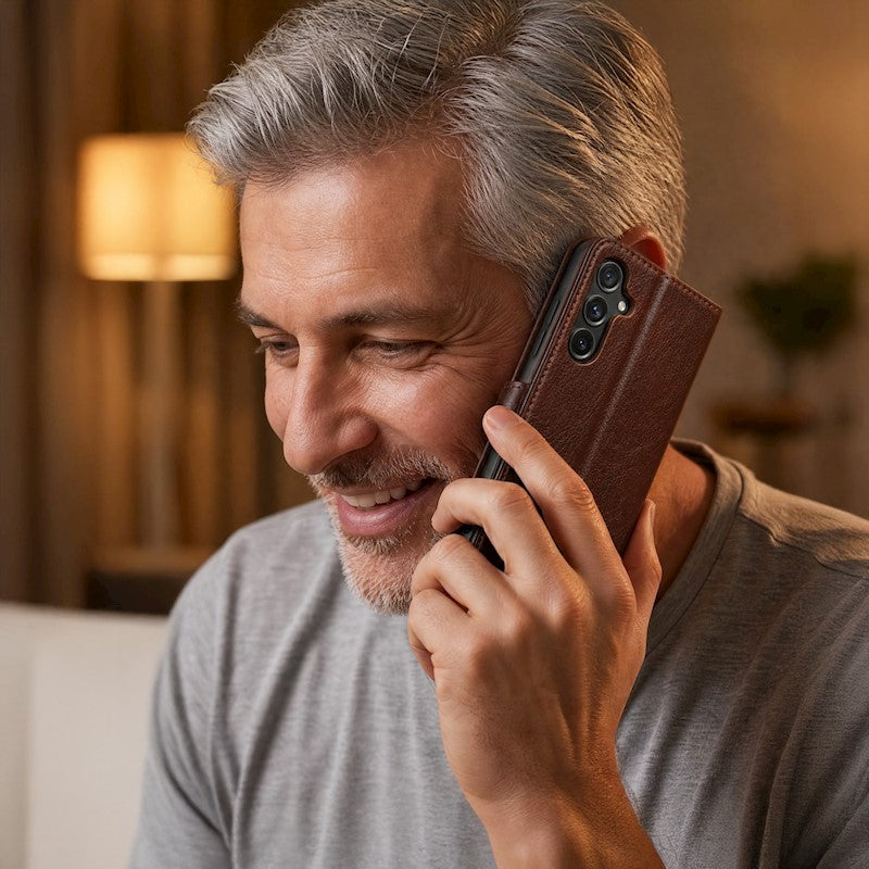 Usnjena preklopna torbica za Honor 600 Lite, Smart Luxe – rjava