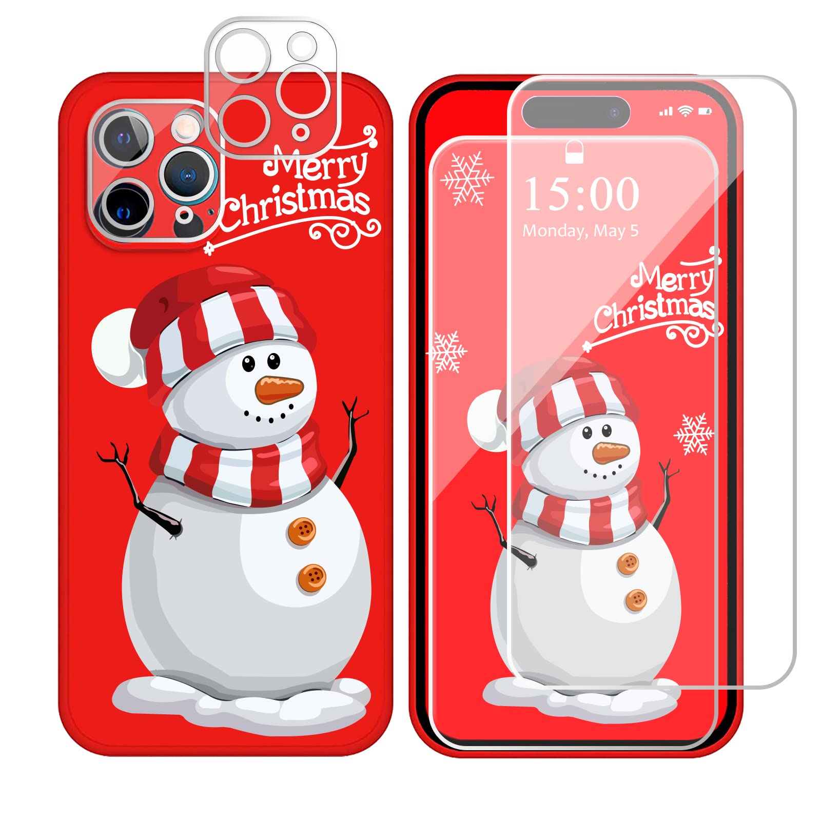 silikonski ovitek snowman za iphone 14 pro rdeca