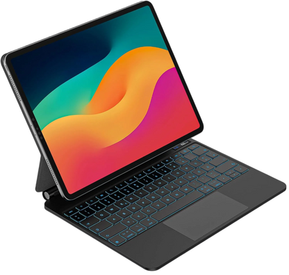 Ovitek z osvetljeno tipkovnico za iPad Air 6. gen.2024 M2 13 "/iPad Pro 12,9" – GOOJODOQ – Črna / PU usnje + mikrovlakna